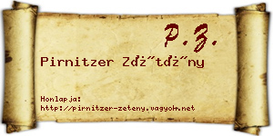 Pirnitzer Zétény névjegykártya